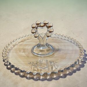 Imperial Glass Candlewick serving plate with heart handle
